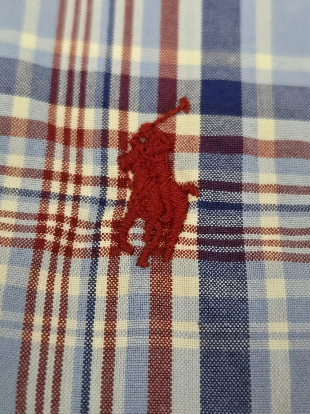 Polo Ralph Lauren Shirt Mens XL Classis Fit Blue Red Plaid Short Sleeve Cotton
